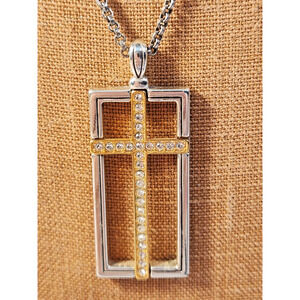Brighton HOLY CROSS of the World Crystal Silver Gold Pendant Necklace